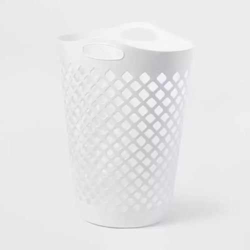2.2bu Flexible Laundry Hamper White - Brightroom™: Tall Plastic Clothes Hamper with Built-In Handles, Diamond Pattern