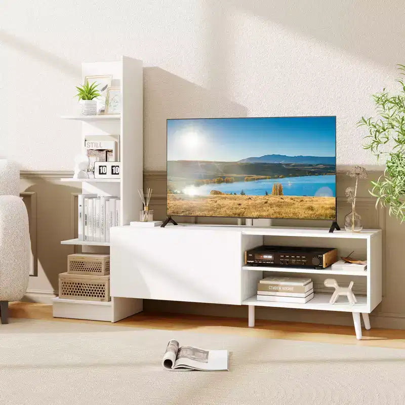 Mobile TV per televisori fino a 50'', porta TV moderno con ripiani e mensola regolabile in 3 posizioni