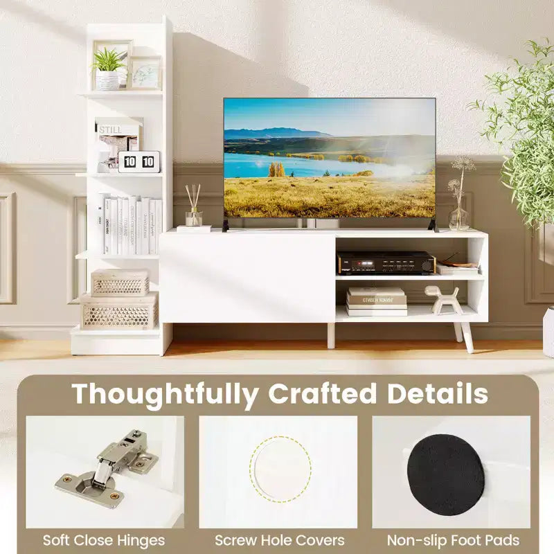 Mobile TV per televisori fino a 50'', porta TV moderno con ripiani e mensola regolabile in 3 posizioni