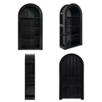 Libreria alta ad arco a 4 ripiani stile Mid-Century, vetrina in legno con ripiani a giorno per ufficio, salotto