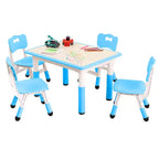 Tavolo per bambini e 4 sedie, tavolo per bambini regolabile in altezza da 80 cm per lavori manuali e studio, tavolo attività per bambini da 5 pezzi