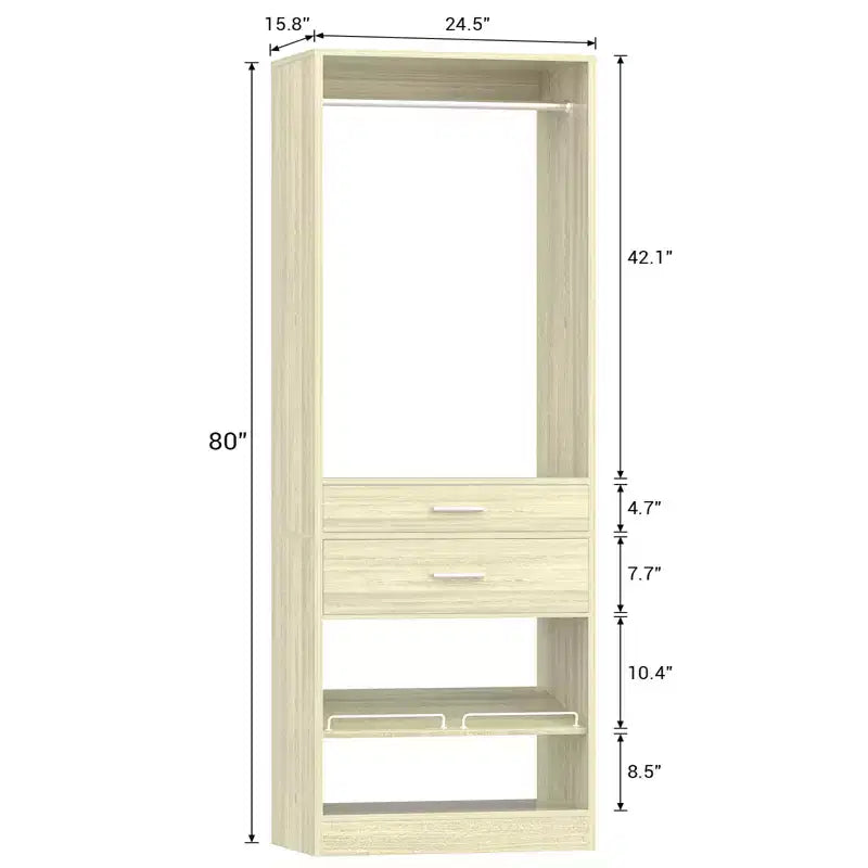 25-Organizzatore per armadio con cassetti in legno e scarpiera, sistema armadio autoportante con aste appendiabiti