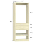 25-Organizzatore per armadio con cassetti in legno e scarpiera, sistema armadio autoportante con aste appendiabiti
