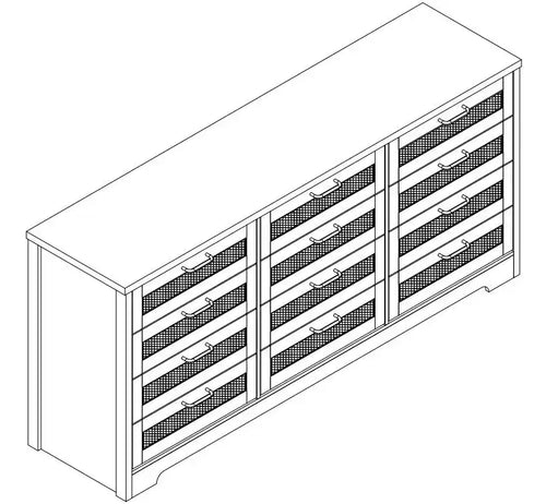 Jojoka 12-Drawer Rattan Weave Chest of Drawers - MDF, White, Bedroom/Living Room Storage Organizer