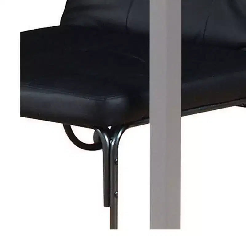 Futon in Metallo con Dettagli Trapuntati in Similpelle e Ruote, Nero
