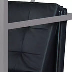 Futon in Metallo con Dettagli Trapuntati in Similpelle e Ruote, Nero