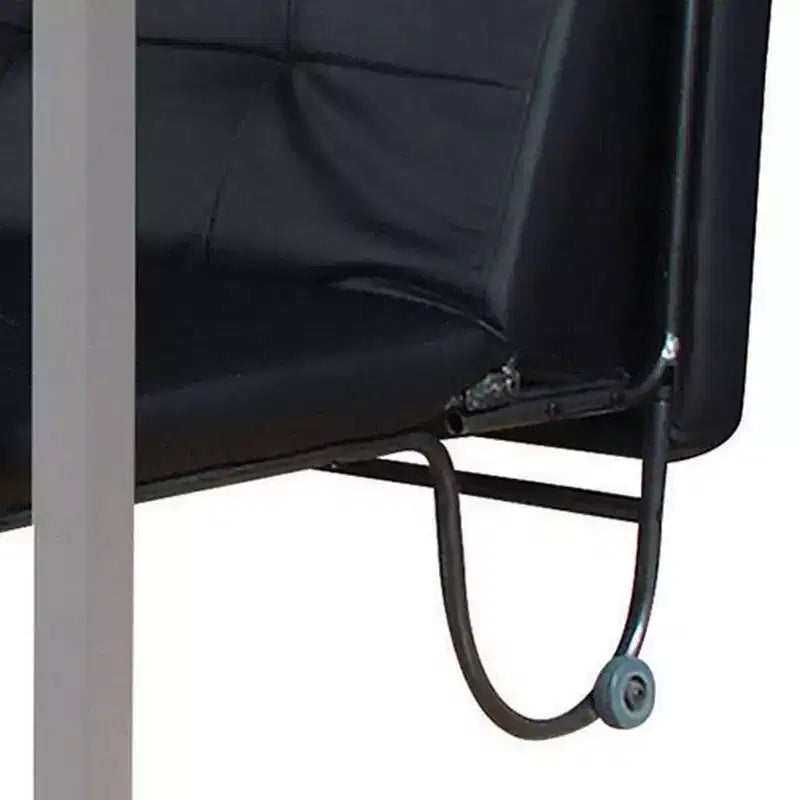 Futon in Metallo con Dettagli Trapuntati in Similpelle e Ruote, Nero