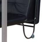 Futon in Metallo con Dettagli Trapuntati in Similpelle e Ruote, Nero