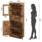 67 Mobile dispensa alto da cucina, armadio contenitore in legno con ante in vetro, mobiletto contenitore per bagno, vetrina per soggiorno cucina