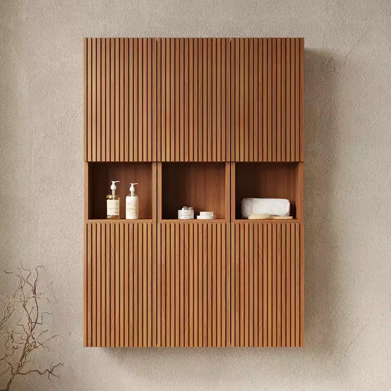 GDFStudio Houck 41 Modern Woodgrain Bathroom Wall Mounted Cabinet
