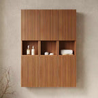 GDFStudio Houck 41 Modern Woodgrain Bathroom Wall Mounted Cabinet
