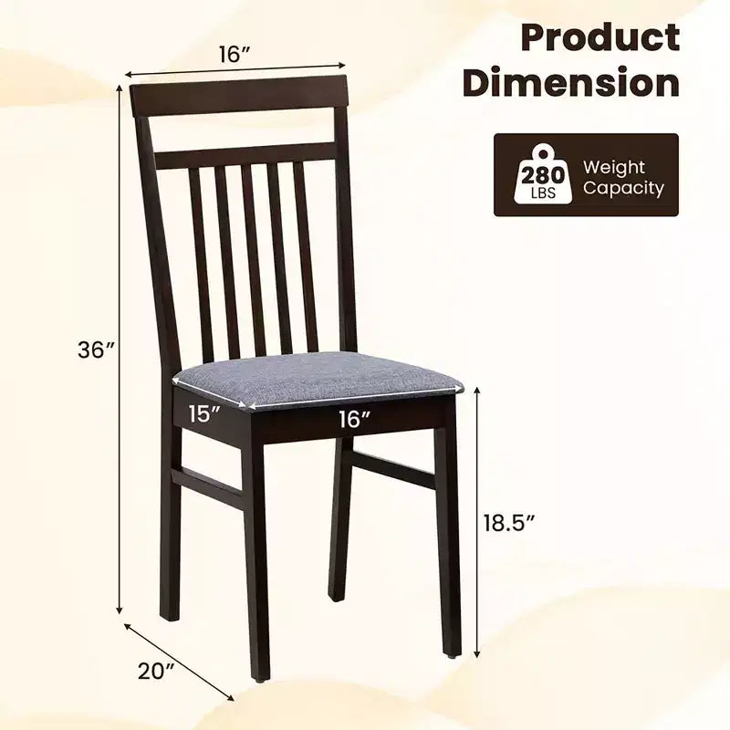 Set di 2 sedie da pranzo imbottite senza braccioli da cucina con schienale inclinato