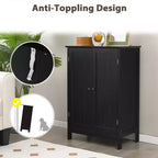 Mobiletto da bagno salvaspazio con doppie ante, armadietto da cucina, scarpiera, nero