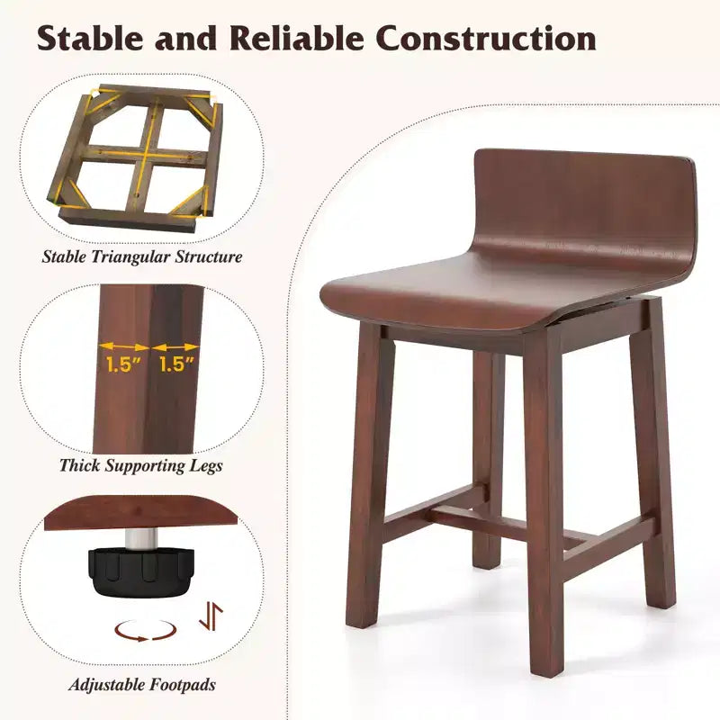 Sedia da pranzo girevole, set di 4 sedie da cucina in legno in stile rustico, senza braccioli, sedie laterali