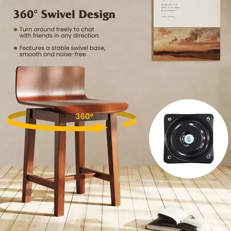Sedia da pranzo girevole, set di 4 sedie da cucina in legno in stile rustico, senza braccioli, sedie laterali