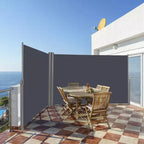 Divisorio a schermo avvolgibile a doppio braccio estensibile per patio, 237x63H cm