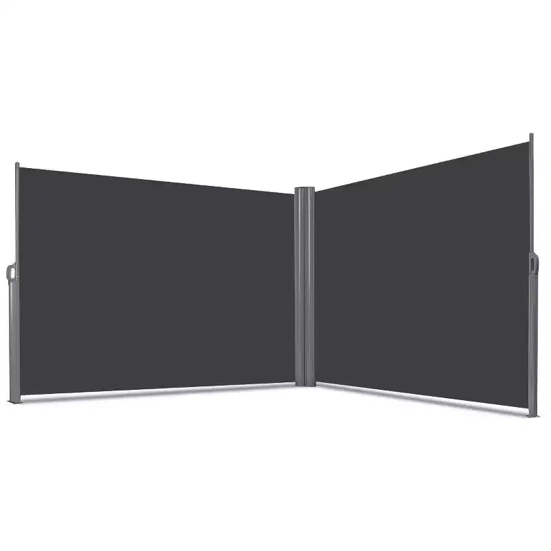 Divisorio a schermo avvolgibile a doppio braccio estensibile per patio, 237x63H cm