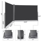 Divisorio a schermo avvolgibile a doppio braccio estensibile per patio, 237x63H cm