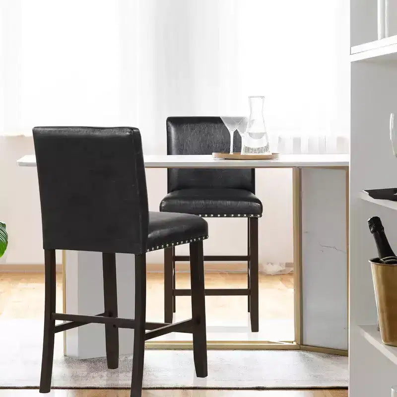 4 Sgabelli da Bar in Pelle PVC, Sgabelli da Cucina Altezza Bancone per Isola Cucina Neri