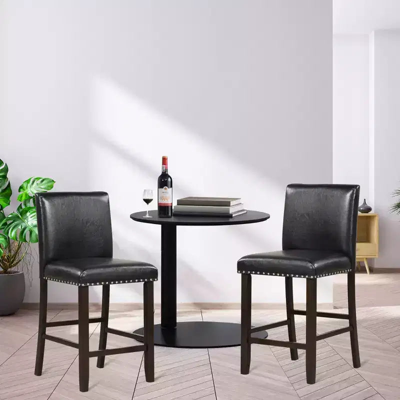 4 Sgabelli da Bar in Pelle PVC, Sgabelli da Cucina Altezza Bancone per Isola Cucina Neri