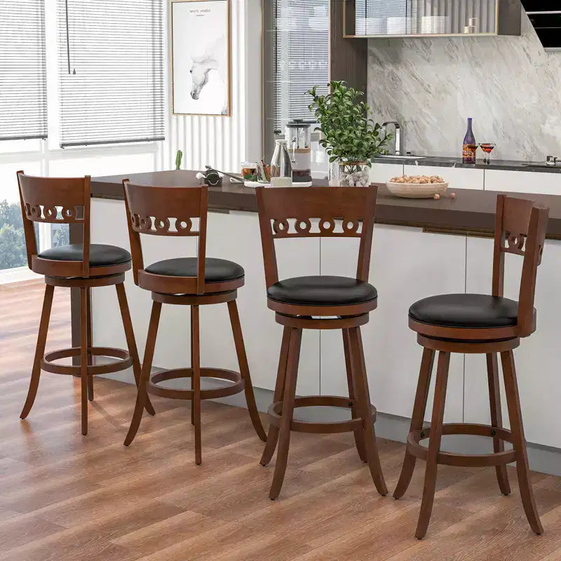 Sgabelli da Bar Girevoli con Struttura in Legno di Caucciù, Altezza 30,5 Bar