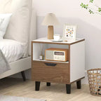 Comodino Tavolino da Notte Moderno di Metà Secolo con Cassetto e Ripiano Aperto