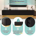 Mobile porta TV scanalato per TV da 85 pollici con base dorata, consolle multimediale moderna con 4 cassetti, centro di intrattenimento con design a profilo curvo
