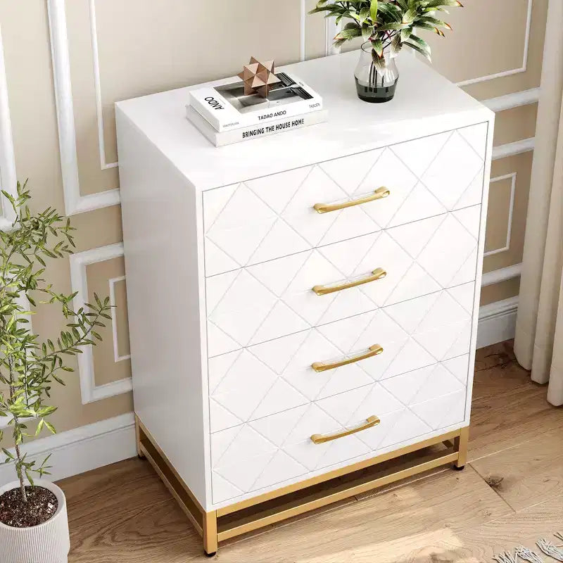 Cassettiera Moderna a 4 Cassetti per Camera da Leto - Ampio Comò Contenitore con Eleganti Maniglie in Metallo, Elegante Mobile per Camera da Letto