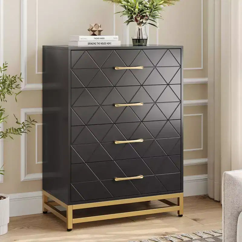 Cassettiera Moderna a 4 Cassetti per Camera da Leto - Ampio Comò Contenitore con Eleganti Maniglie in Metallo, Elegante Mobile per Camera da Letto