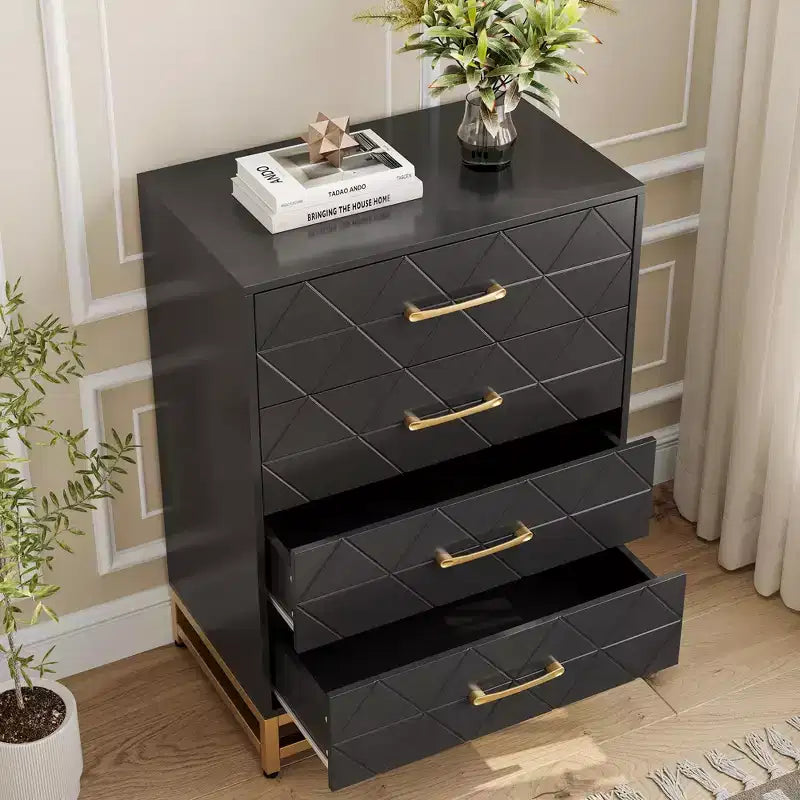 Cassettiera Moderna a 4 Cassetti per Camera da Leto - Ampio Comò Contenitore con Eleganti Maniglie in Metallo, Elegante Mobile per Camera da Letto