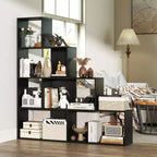 Libreria a 4 livelli con 6 cubi portaoggetti, altezza 162 cm, moderna, a scala geometrica