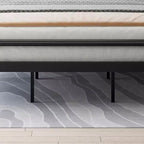 Letto King Size Moderno di Metà Secolo, Struttura in Metallo con Testiera Effetto Legno, Design Silenzioso che Non Richiede Rete a Molle per Camera da Letto, Marrone