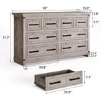 Acekool Comò 8 Cassetti Stile Fattoria, Organizzatore Cassettiera in Legno Rustico per Camera da Letto, Armadio, Soggiorno, Corridoio