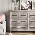 Acekool Comò 8 Cassetti Stile Fattoria, Organizzatore Cassettiera in Legno Rustico per Camera da Letto, Armadio, Soggiorno, Corridoio