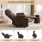 Poltrona Reclinabile Elettrica GustoWave Power Lift per Anziani, Recliner Elettrico Oversize con Massaggio, Riscaldamento, Posizione Orizzontale, Funzione Alzapersona, 2 Portabicchieri
