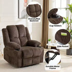 Poltrona Reclinabile Elettrica GustoWave Power Lift per Anziani, Recliner Elettrico Oversize con Massaggio, Riscaldamento, Posizione Orizzontale, Funzione Alzapersona, 2 Portabicchieri