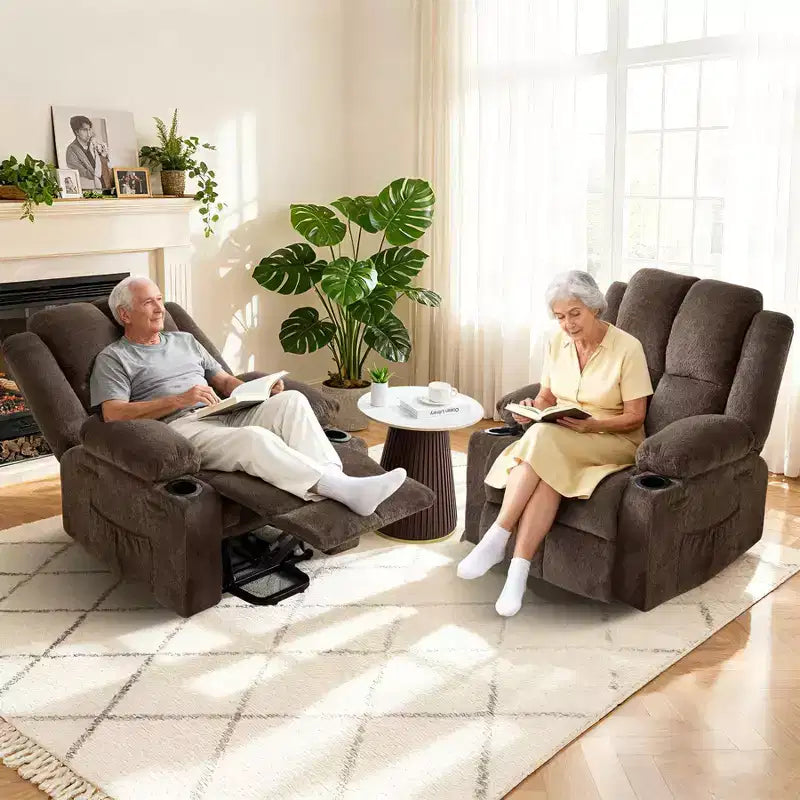 Poltrona Reclinabile Elettrica GustoWave Power Lift per Anziani, Recliner Elettrico Oversize con Massaggio, Riscaldamento, Posizione Orizzontale, Funzione Alzapersona, 2 Portabicchieri