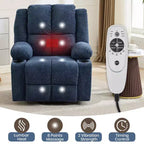 Poltrona Reclinabile Elettrica GustoWave Power Lift per Anziani, Recliner Elettrico Oversize con Massaggio, Riscaldamento, Posizione Orizzontale, Funzione Alzapersona, 2 Portabicchieri