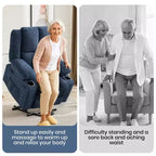 Poltrona Reclinabile Elettrica GustoWave Power Lift per Anziani, Recliner Elettrico Oversize con Massaggio, Riscaldamento, Posizione Orizzontale, Funzione Alzapersona, 2 Portabicchieri
