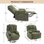 Poltrona Reclinabile Elettrica GustoWave Power Lift per Anziani, Recliner Elettrico Oversize con Massaggio, Riscaldamento, Posizione Orizzontale, Funzione Alzapersona, 2 Portabicchieri