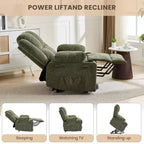 Poltrona Reclinabile Elettrica GustoWave Power Lift per Anziani, Recliner Elettrico Oversize con Massaggio, Riscaldamento, Posizione Orizzontale, Funzione Alzapersona, 2 Portabicchieri