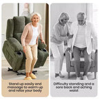 Poltrona Reclinabile Elettrica GustoWave Power Lift per Anziani, Recliner Elettrico Oversize con Massaggio, Riscaldamento, Posizione Orizzontale, Funzione Alzapersona, 2 Portabicchieri