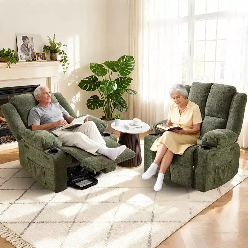 Poltrona Reclinabile Elettrica GustoWave Power Lift per Anziani, Recliner Elettrico Oversize con Massaggio, Riscaldamento, Posizione Orizzontale, Funzione Alzapersona, 2 Portabicchieri