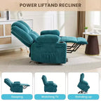 Poltrona Reclinabile Elettrica GustoWave Power Lift per Anziani, Recliner Elettrico Oversize con Massaggio, Riscaldamento, Posizione Orizzontale, Funzione Alzapersona, 2 Portabicchieri