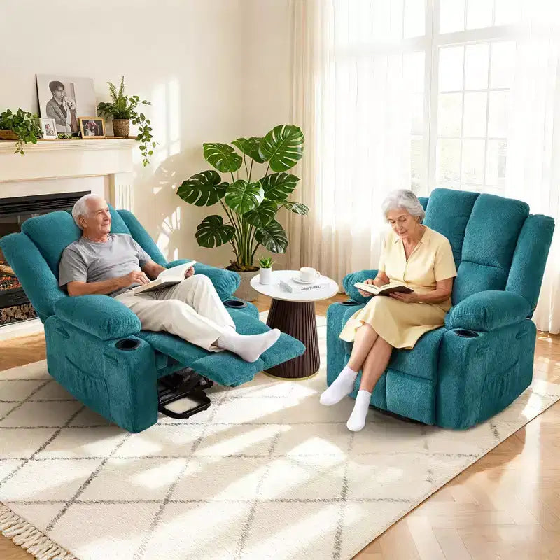 Poltrona Reclinabile Elettrica GustoWave Power Lift per Anziani, Recliner Elettrico Oversize con Massaggio, Riscaldamento, Posizione Orizzontale, Funzione Alzapersona, 2 Portabicchieri