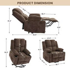 Poltrona Reclinabile Elettrica GustoWave Power Lift per Anziani, Recliner Elettrico Oversize con Massaggio, Riscaldamento, Posizione Orizzontale, Funzione Alzapersona, 2 Portabicchieri