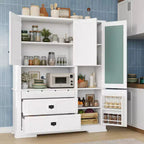 Dispensa da cucina indipendente grande da 160 cm, mobile per microonde con cassetti, ripiani regolabili per cucina o sala da pranzo-Panipeachy