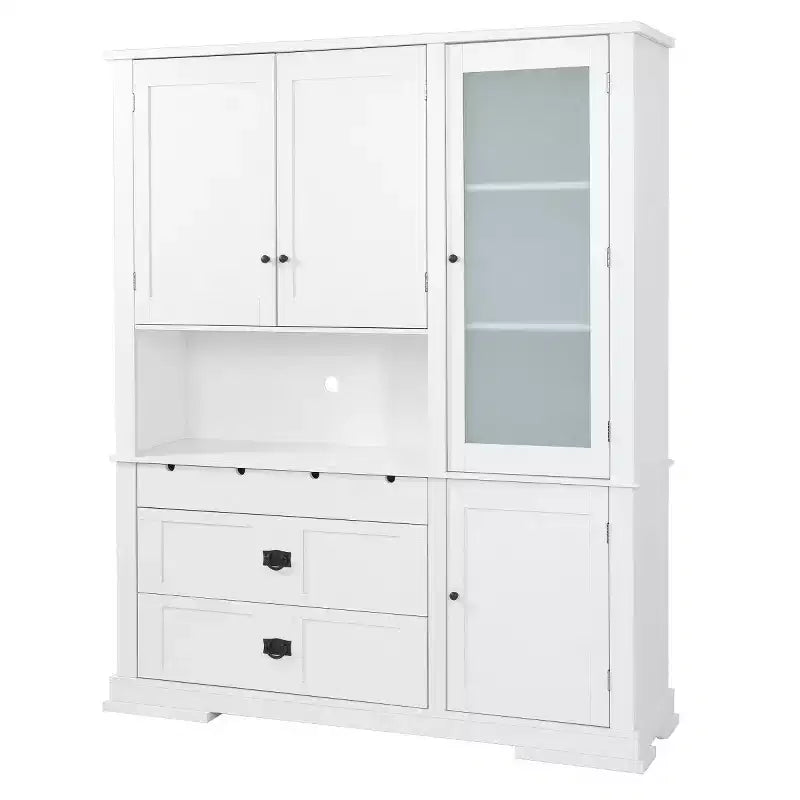Dispensa da cucina indipendente grande da 160 cm, mobile per microonde con cassetti, ripiani regolabili per cucina o sala da pranzo-Panipeachy
