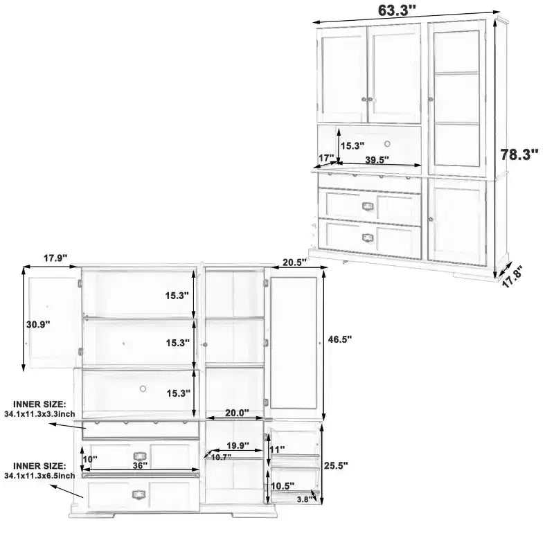 Dispensa da cucina indipendente grande da 160 cm, mobile per microonde con cassetti, ripiani regolabili per cucina o sala da pranzo-Panipeachy