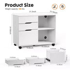Classificatore mobile moderno a 3 strati Okak con cassetti in legno e ruote, armadio portadocumenti laterale per ufficio domestico, studio